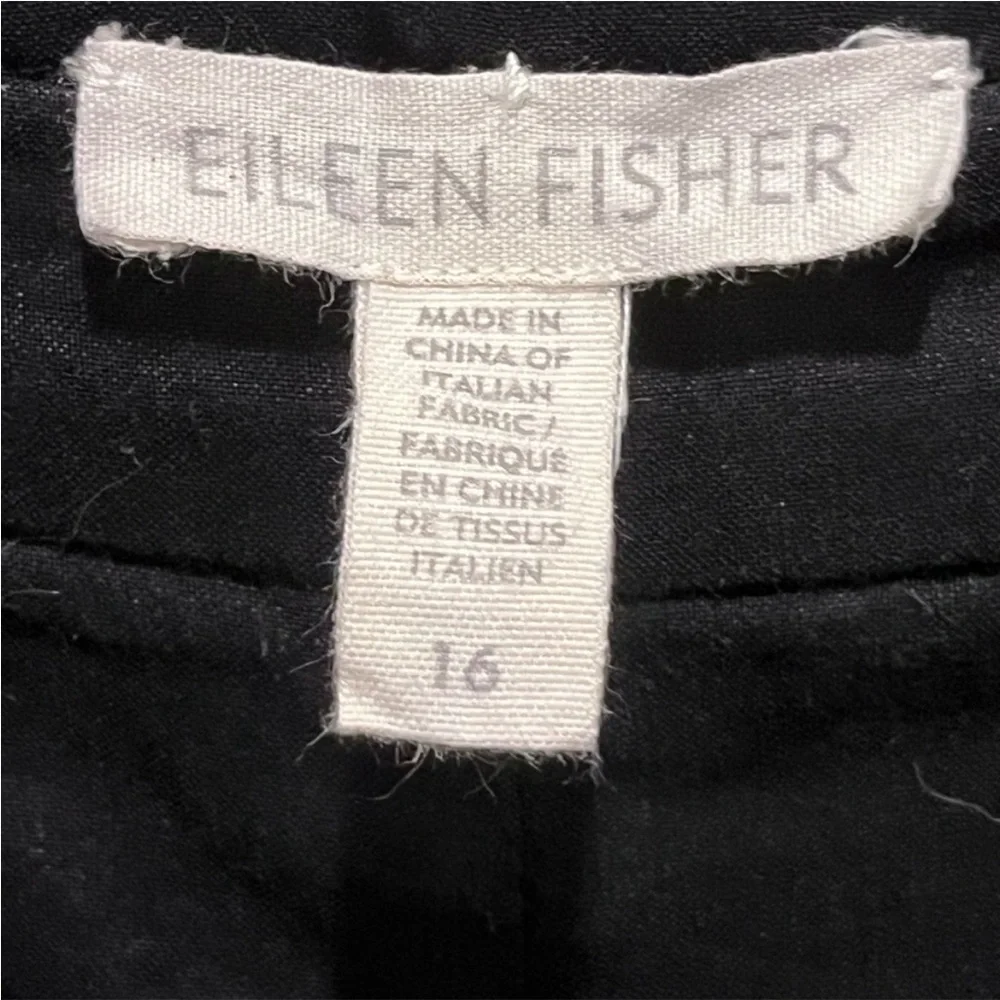 Eileen Fisher Linen Black Straight Leg Pants - Picture 11 of 11